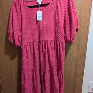Pink Textured Women's Dress